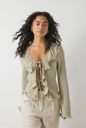 Grey Tie Structured Top