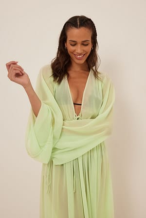 Light Green Slå-om-kjole i chiffon