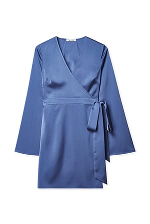 Dusty Blue Flowy mini-jurk met strikceintuur