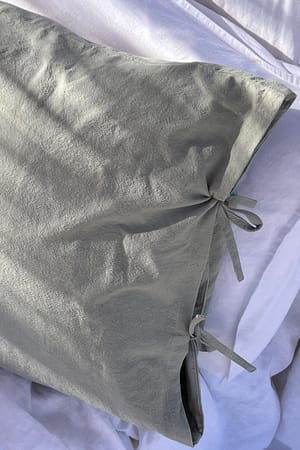 Green/Grey Pudebetræk i bomuld med binding
