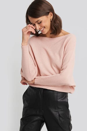 Powder Pink Bat Sleeve Sweater