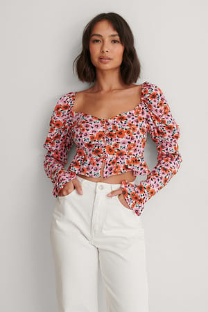 Red Croppad Blus