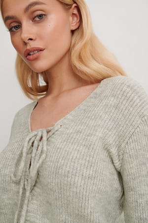 Gray Binding Detail Knit Top