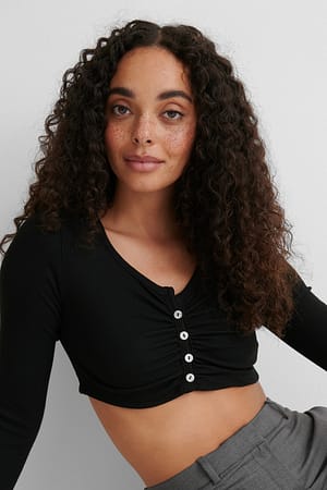 Black Kort Strikket Cardigan