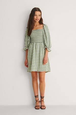 Khaki Kariertes Minikleid