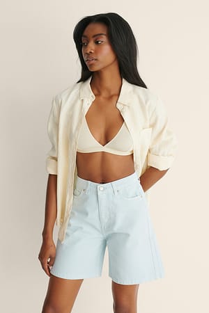 Blue Lange Denimshorts