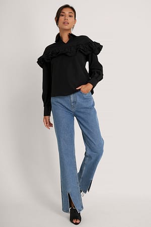 Black Frill Detail Blouse