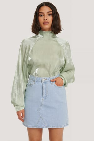 Indigo Jupe Courte En Jean Basique