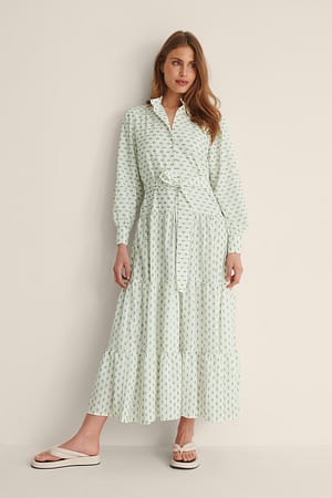 Ecru Gemustertes Kleid
