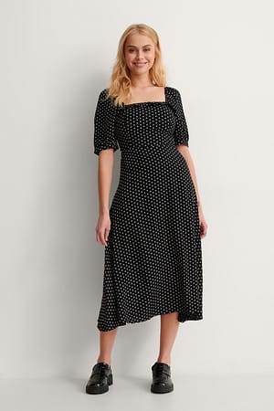 Black Minikleid Mit Polka-Dot-Muster