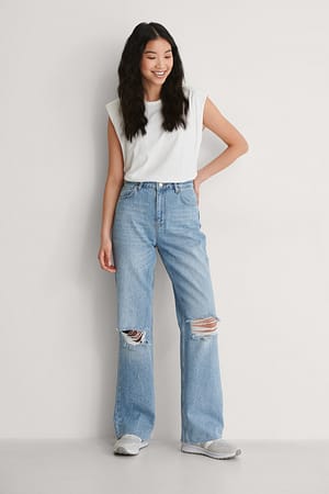 Blue Rett Denim Med Hull
