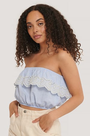 Blue Kurzes Schulterfreies Oberteil