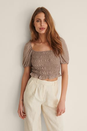 Mink Blouse Met Schouderdetail