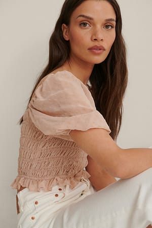 Powder Pink Blouse Met Schouderdetail