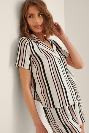 Multicolor Stribet Pyjamassæt