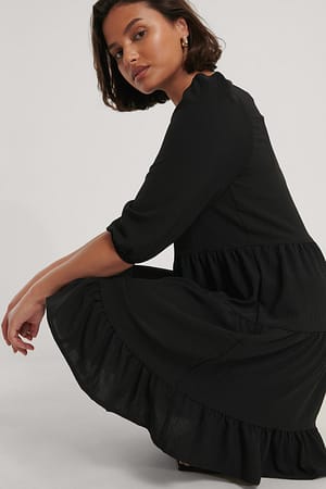 Black V-Neck Mini Dress