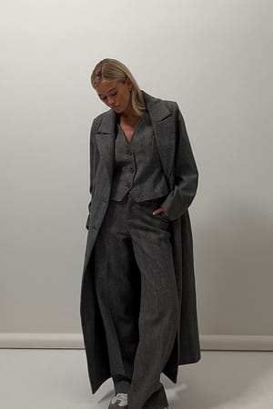 Grey Multi Jakke i tweed med rynkedetalje