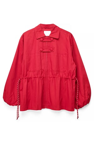 Red Twill Drawstring Detail Jacket