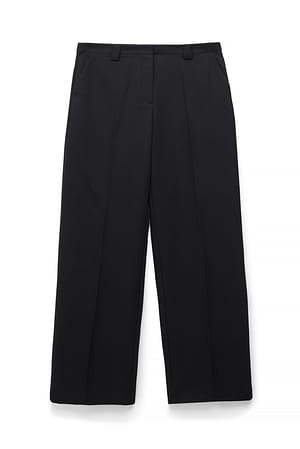 Black Rechte kostuumbroek van keperstof met halfhoge taille
