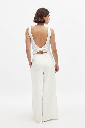 White Twist Back Top