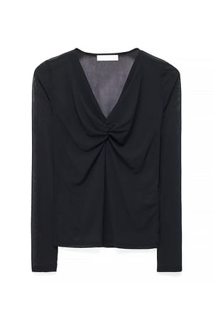 Black Mesh-Top mit Twist-Detail