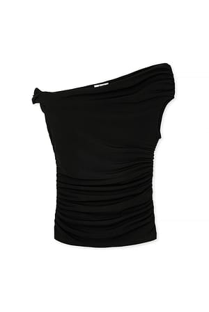 Black Gedraaide off-shoulder top
