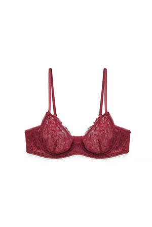 Burgundy Beugelbeha van kant
