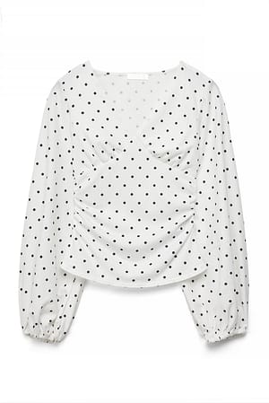 Black/White Bluse med volumermer