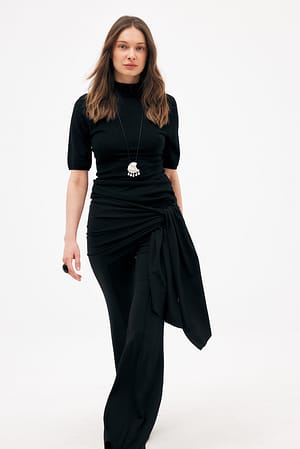 Black Waist Tie Pants