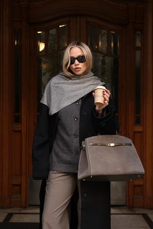 Dark Grey Melange Gebreid getailleerd vest