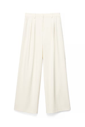 White Wide High Waist Suit Pants