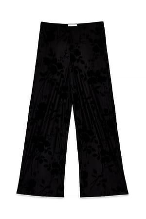 Black Wide Burn Out Trousers