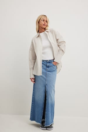 Light Blue Maxifalda vaquera ancha