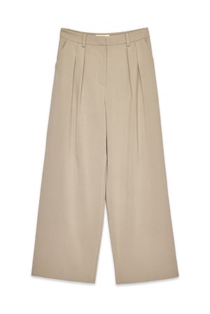 Taupe Wide High Waist Suit Pants
