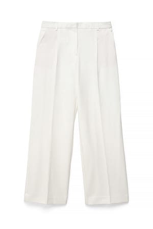 White Pantalón de traje ancho de cintura alta