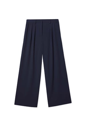 Navy Wide High Waist Suit Pants