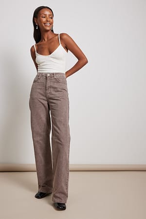 Light Grey Wide Leg High Waisted Denim