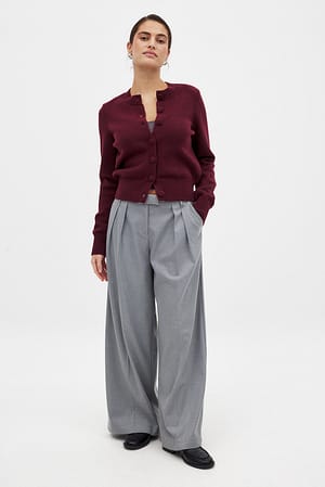 Light Grey Anzughose mit weitem Bein und mittlerer Taille