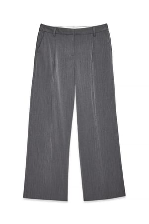 Grey Wide Low Waist Suit Pants