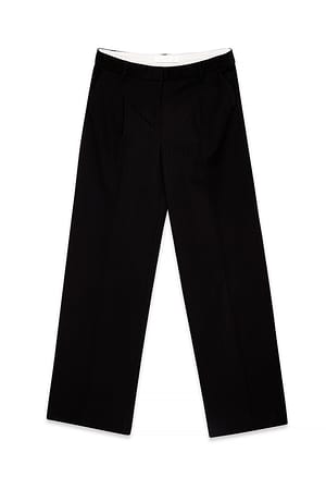 Black Wide Low Waist Suit Pants