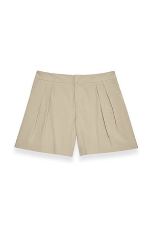 Taupe Wide Mid Waist Shorts
