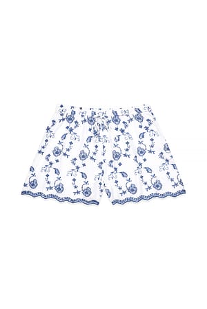 Blue/White Bred shorts med middels liv