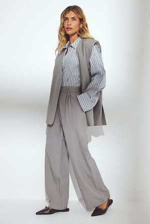 Mid Grey weite Anzughose mit mittlerer Taille