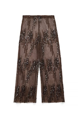 Brown weite Plissee-Hose mit Pailletten
