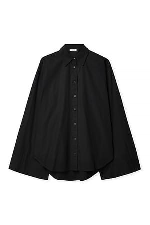 Black Baumwollhemd mit weiten Ärmeln