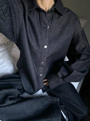 Rinse Wash Denim overhemd met wijde mouwen