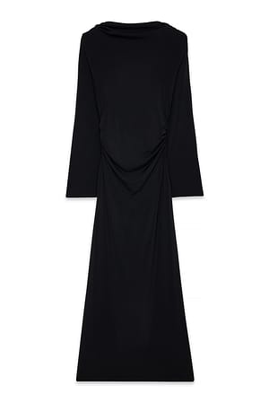 Black Wide Sleeve Open Back Maxi Dress