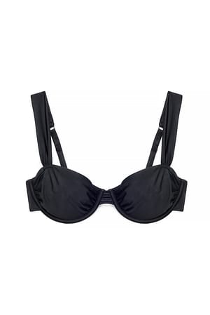 Black Bikini-BH med vide stropper og drapering