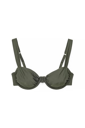 Dark Green Bikini-BH med vide stropper og drapering