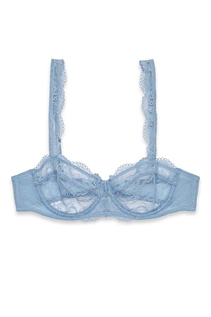 Light Blue Balconette-bh med brede stropper og blonder